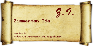 Zimmerman Ida névjegykártya